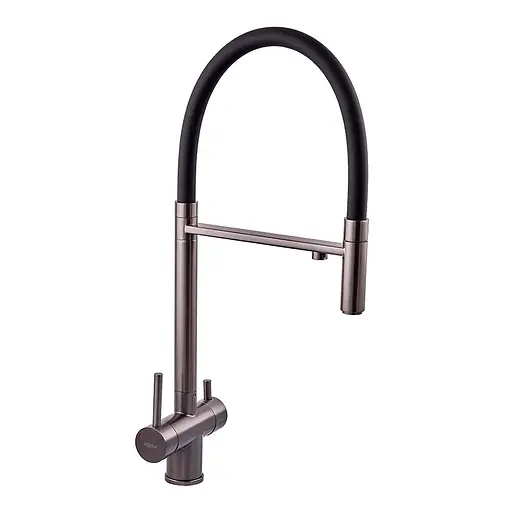 Змішувач для кухні на дві води з гнучким виливом Zerix KIT-021 graphite ZX5559 Графіт - фото 1