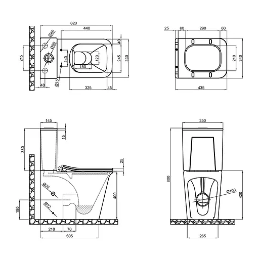 Унитаз-компакт Qtap Nando безободковый с сиденьем Soft-close QT12221222AW - фото 2