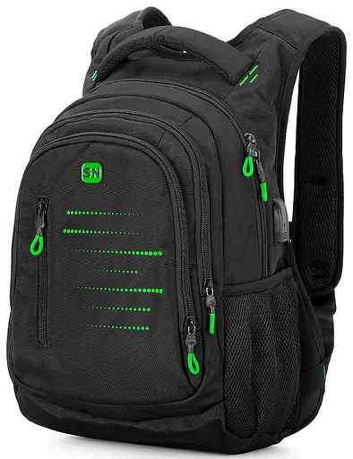 Підлітковий рюкзак з ортопедичною спинкою чорний з USB портом Winner / SkyName (90-129 G) - фото 2