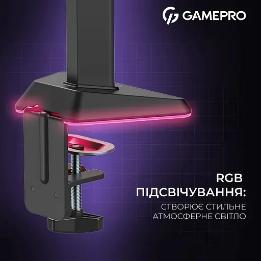 Настільне кріплення для монітора Gamepro MAG101V RGB 17`-40` Black/Violet [148276] - фото 16