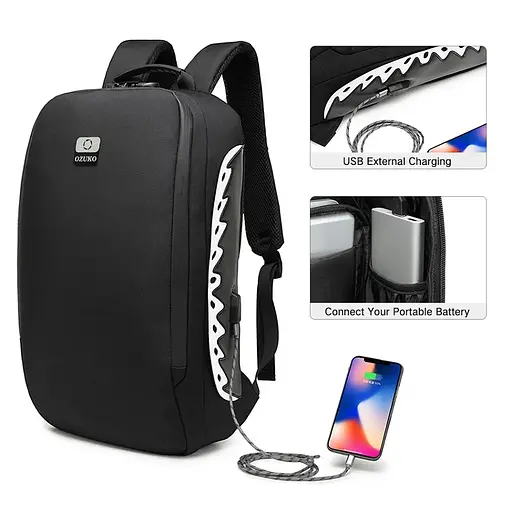 Городской рюкзак Ozuko 9282 с кодовым замком Черный - фото 6