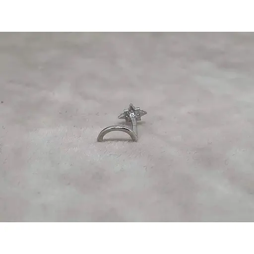 Золотая серьга-пирсинг Астор в нос с фианитами. 2182443Б - фото 4