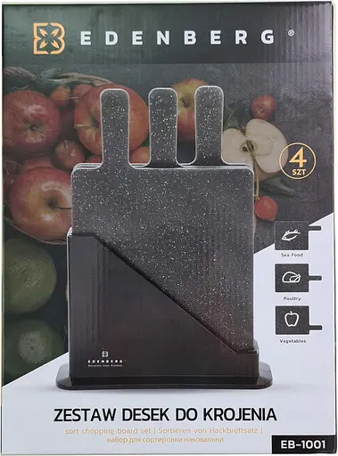 Набір обробних дошок Edenberg чорні 3 предмети з підставкою (EB-11983) - фото 3