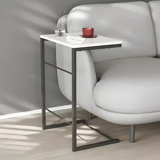 Столик Террі Ferrum-decor 650x440x330 Чорний метал ДСП Білий 16 мм (FRD-104648)