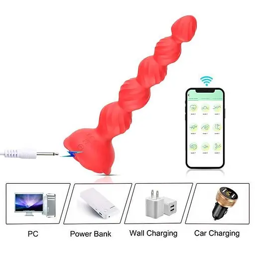 Светящаяся смарт анальная пробка Love Spouse красный K0947-2 - фото 3