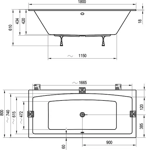 Ванна акрилова Ravak Formy 02 Slm 180x80 C891300000 Білий - фото 2