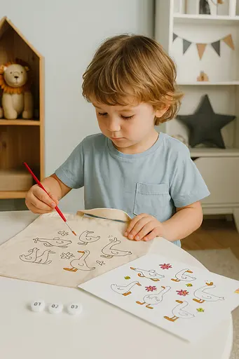 Набір, екосумка-розмальовка, „Гуси“, бавовна 220 г/м2, 38х42см, ROSA Talent [CD]