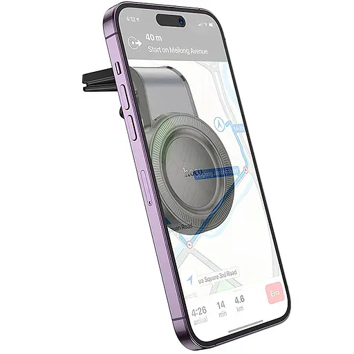 Автотримач Hoco H59 Show ring magnetic (L air outlet) Black / Metal gray - фото 6