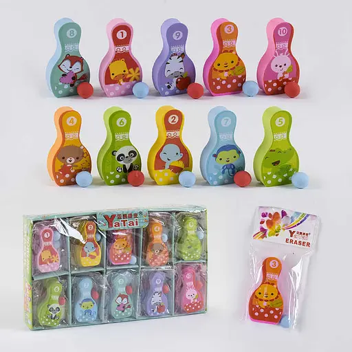 Ластик Кеглі, 30 шт. у коробці, C36968