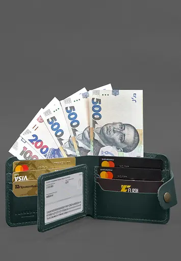 Кожаный портмоне 9.1 Зеленый - фото 6