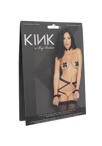 Комплект ремней для бондажа Leg Avenue Harness & wrist restraints One size Black, чокер - фото 5