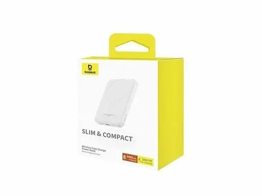 Магнитный павербанк Baseus Magnetic 5000 mAh 20 W с беспроводной зарядкой MagSafe и индикатором заряда белый - фото 7