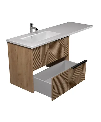 Тумба Мойдодир Cubic 80-A Adam 140 L підвісна з крилом над пральною машиною - фото 3