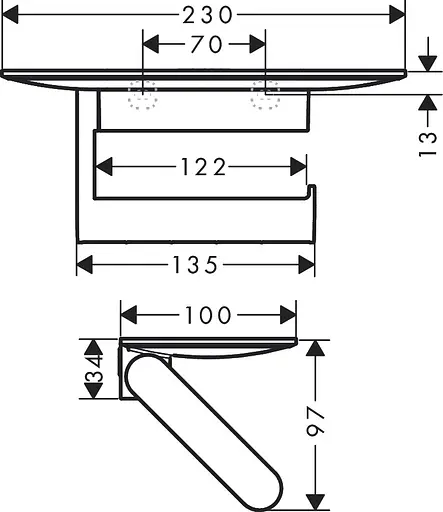 Держатель туалетной бумаги с полкой Hansgrohe WallStoris черный матовый 27928670 Черный матовый - фото 2