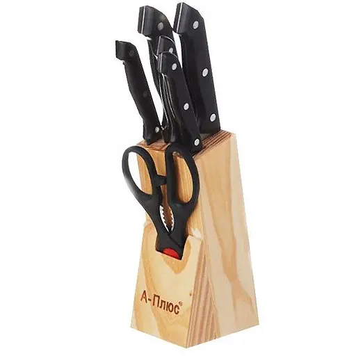 Набор ножей для кухни с подставкой А-Плюс 1001 кухонные ножи и подставки - фото 1