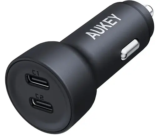 Автозарядне 2 порти USB-C Aukey 65 W 2C (CC-Y23) чорне - фото 1