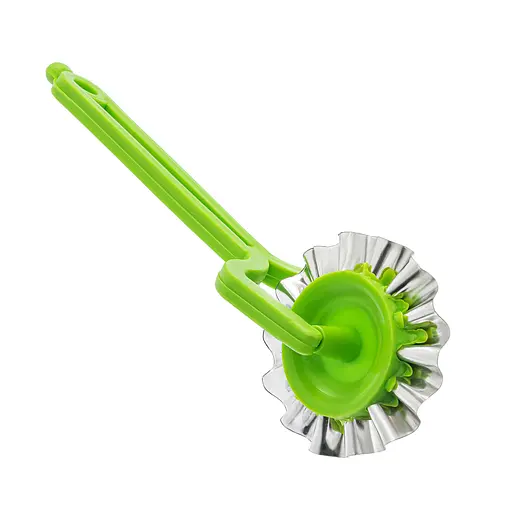 Колесо ніж ролик тісторіз вузький зубчастий фігурний для тіста та вирізування чебуреків, Kitchette Зелений84916 - фото 3