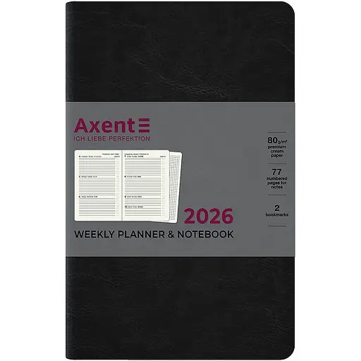 Щотижневик Axent 2026 Partner City Soft 125 x 195 мм чорний (8521-26-01-A) - фото 2