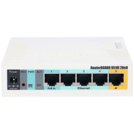 Маршрутизатор Mikrotik RB951Ui-2HnD, N300, 600MHz/128Mb, 5х100Мбит, 1хUSB, 1000mW, PoE in, PoE out,