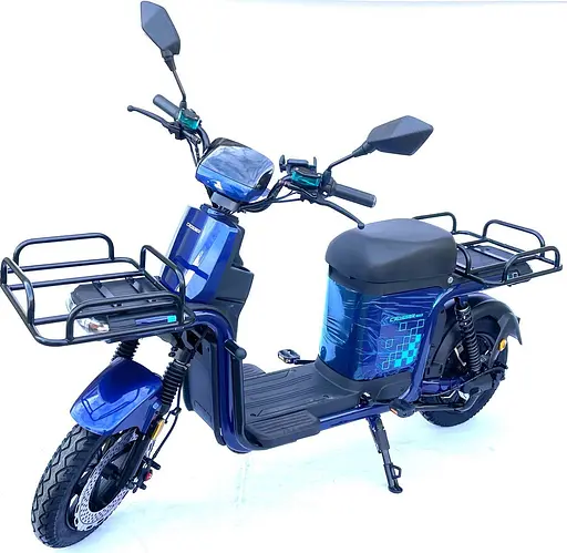 Электроскутер Грузовой с двумя большими багажниками Crosser MAX PRO (1200W 72V 24Ah) Синий