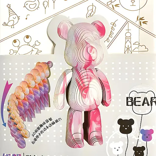 Конструктор картонний 3D-пазл Bearbrick біло-рожевий (ZX-155) - фото 4