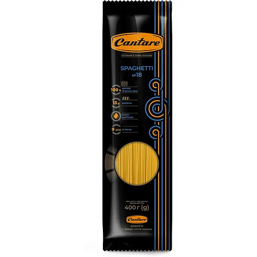 Макаронные изделия Cantare Spaghetti №18, 400 г (878321)