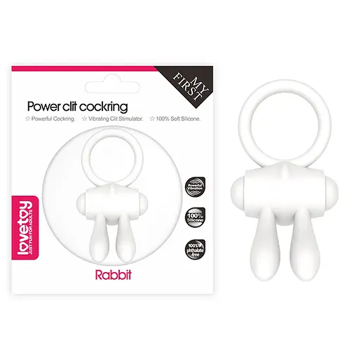 Эрекционное кольцо с вибрацией Lovetoy Power Clit 7.5 см белый - фото 7