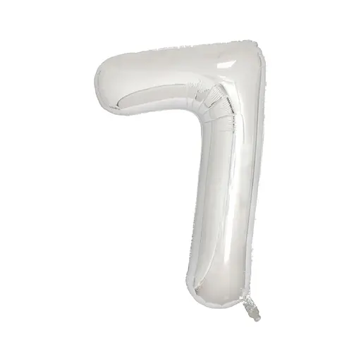 Шар воздушный фольгированный (102 см) Цифра 7 серебро