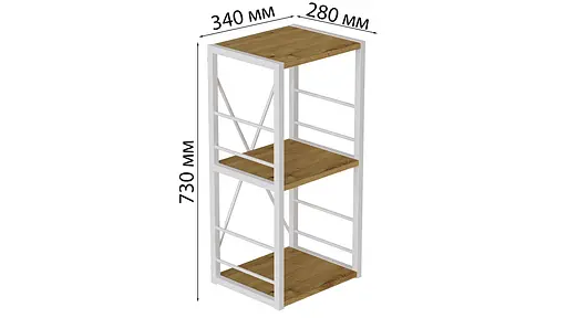 Етажерка 3/34 Ferrum-decor Серії Коннект 73x34x28 білий ДСП Дуб Артізан 16мм (FRD-104297) - фото 7