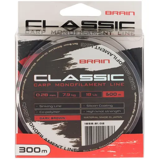 Волосінь Brain Classic Carp Line (dark brown) 300 м 0.28 мм 18 lb 7.9 кг - фото 2