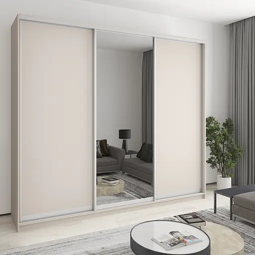 Шафа-купе тридверна MebelStar Уні AL 2ДСП/Дзеркало 270x60x240 см Кашемір (MBS-1961)