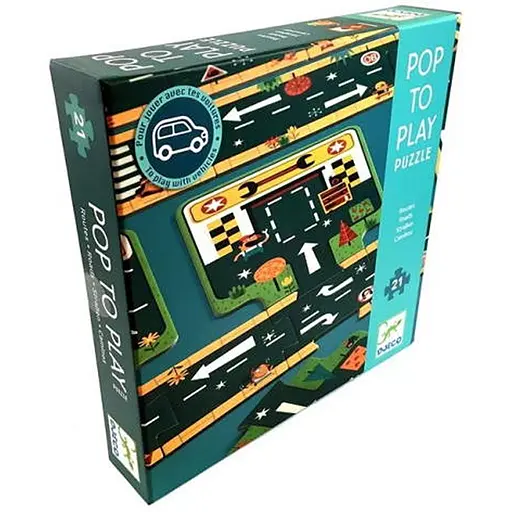 Настольная игра Djeco Пазл Автотраcса, 21 эл. (гигант) (Pop to Play Puzzle: Roads) (DJ07162) - фото 1