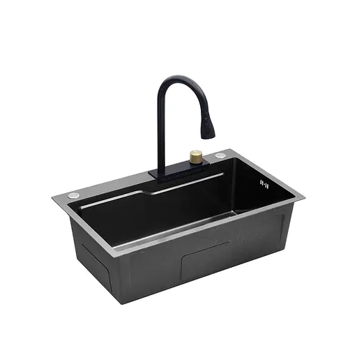 Кухонна мийка Kroner KRP Schwarze - SET7546HM PVD (3.0/0.7 мм) CV032277, Чорний - фото 6