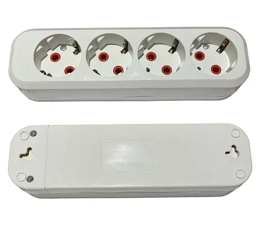 Колодка PROFI быстрой уборки 4 гнезда с заземлением (конт.группа медь) (19412) ТМ LUMANO - фото 1