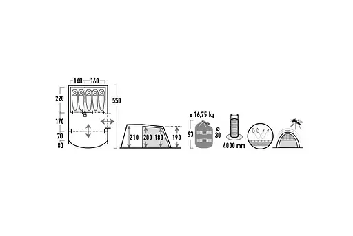 Намет п'ятимісний High Peak Garda 5.0 Light Grey/Dark Grey/Green (11823) 928662 - фото 6