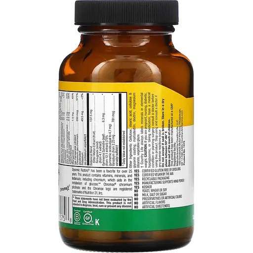 Комплекс для стабілізації глікемічного індексу Country Life Glycemic Factors 100 пігулок - фото 3