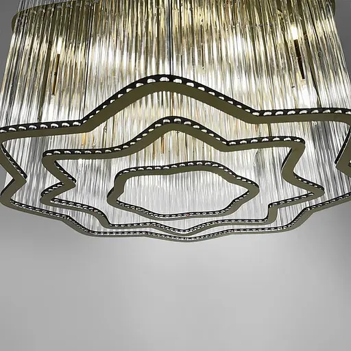 Вишукана золота люстра із скляними трубками Ø 77 см | Арт. 518-800А АВ | Line F - фото 4