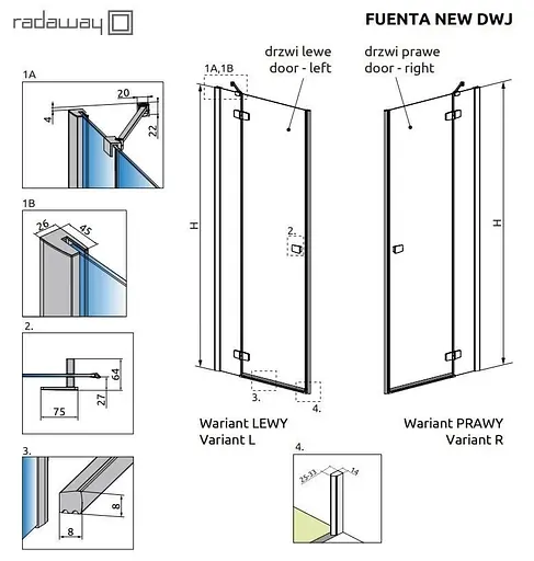 Душевые двери Radaway Fuenta New DWJ 100 см 384014-01-01R - фото 3