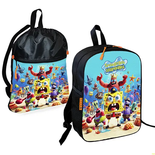 Шкільний рюкзак дитячий Губка Боб + Сумка для взуття спортивної форми рюкзак-мішок для хлопчика (01686)