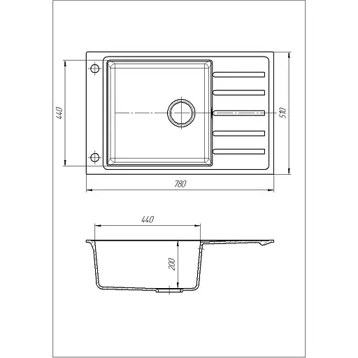 Кухонна мийка Romzha Patrat 78 Avena (501) - фото 5