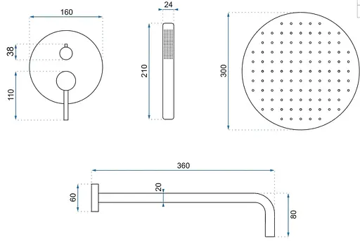 Душова система Rea Lungo brushed copper + BOX прихованого монтажу REA-P8809, Теплий захід сонця - фото 8