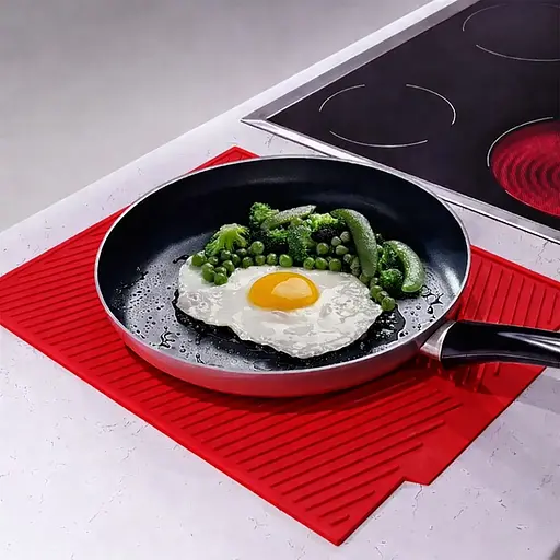 Силіконовий килимок для сушіння посуду зі зливом підставка-килимок для мокрого посуду 42х33 см Червоний 88193 - фото 6