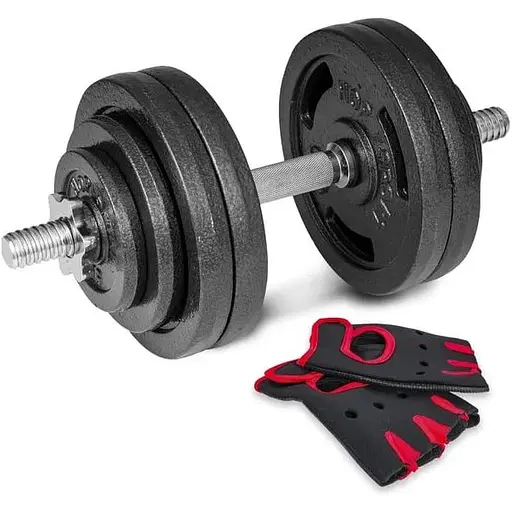 Гантеля металлическая Hop-Sport New 30кг с перчатками