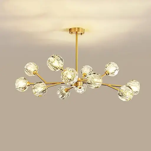 Кришталева світлодіодна люстра Блик 8610 (Золота) 6 плафонів - фото 2