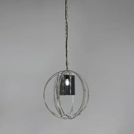 Підвіс Лофт у білому з позолотою корпусі форми плетеної сфери Line.F Колір плафона Янтарний - фото 2