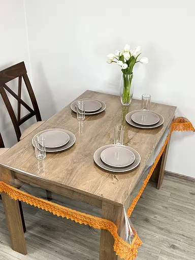 Силіконова скатертина з рудим мереживом 7 см 180х120 см - фото 7