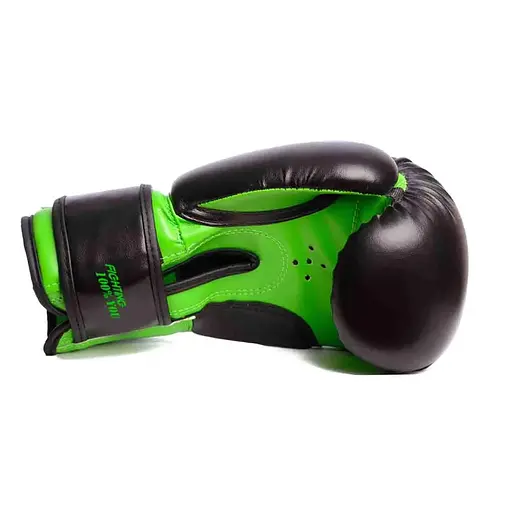 Дитячі рукавиці для  боксу Power Play PP 3004, Black/Green - 6 унцій - фото 3
