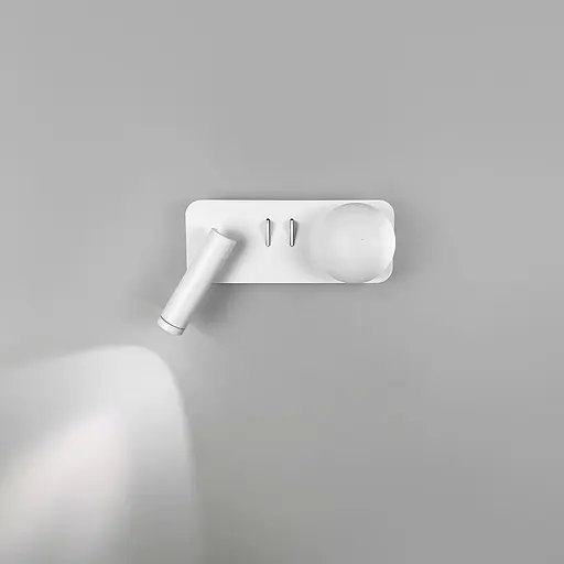 Ліве біле бра на 2 вимикачі з білим плафоном та спотом Line F Арт. WJ032/2 L WT (лівий) - фото 8