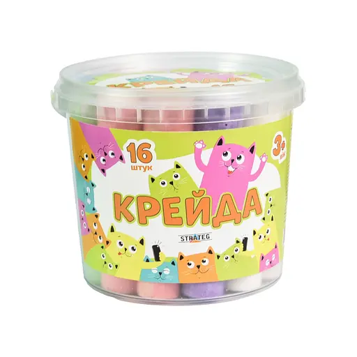 Мел для рисования на асфальте Strateg 50139ST 16 штук, разноцветная - фото 1