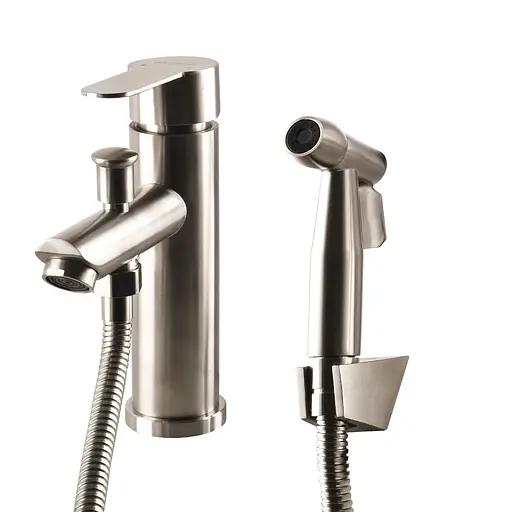 Змішувач з гігієнічною лійкою Globus Lux Alpen SBT1-106B, Нержавіюча сталь - фото 1